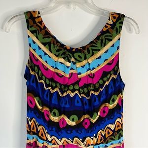 AGB Dress Easter Egg Colorful Abstract Print Sleeveless Midi Dress